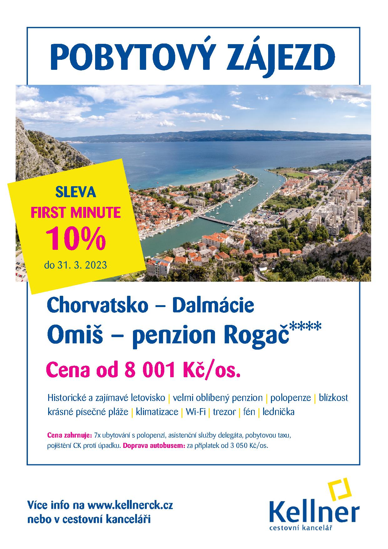 2. Chorvatsko - Omiš - penzion Rogač